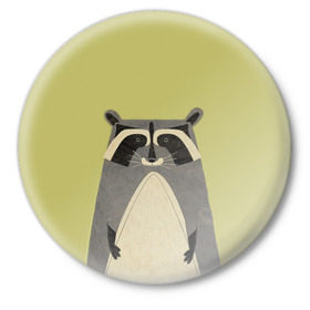 Значок с принтом Енот в Кировске,  металл | круглая форма, металлическая застежка в виде булавки | raccoon | енот