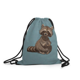 Рюкзак-мешок 3D с принтом Raccoon в Кировске, 100% полиэстер | плотность ткани — 200 г/м2, размер — 35 х 45 см; лямки — толстые шнурки, застежка на шнуровке, без карманов и подкладки | raccoon | енот