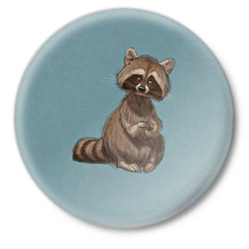 Значок с принтом Raccoon в Кировске,  металл | круглая форма, металлическая застежка в виде булавки | raccoon | енот