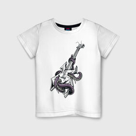 Детская футболка хлопок с принтом Гитара в Кировске, 100% хлопок | круглый вырез горловины, полуприлегающий силуэт, длина до линии бедер | гитара | металл | музыка | осьминог | рок