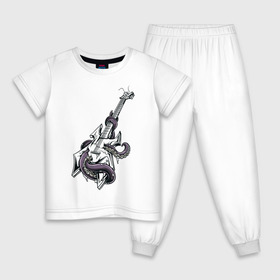 Детская пижама хлопок с принтом Гитара в Кировске, 100% хлопок |  брюки и футболка прямого кроя, без карманов, на брюках мягкая резинка на поясе и по низу штанин
 | гитара | металл | музыка | осьминог | рок