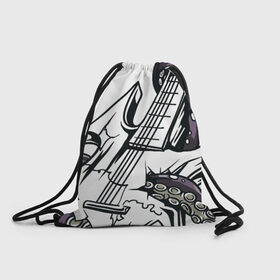 Рюкзак-мешок 3D с принтом Гитара в Кировске, 100% полиэстер | плотность ткани — 200 г/м2, размер — 35 х 45 см; лямки — толстые шнурки, застежка на шнуровке, без карманов и подкладки | гитара | металл | музыка | осьминог | рок