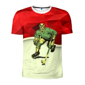 Мужская футболка 3D спортивная с принтом Хоккеист в Кировске, 100% полиэстер с улучшенными характеристиками | приталенный силуэт, круглая горловина, широкие плечи, сужается к линии бедра | 3d | абстракция | спорт