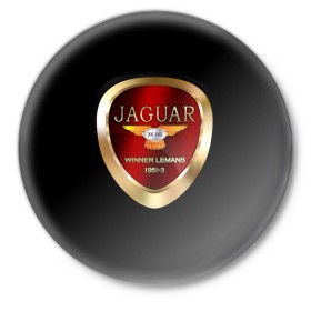 Значок с принтом Jaguar в Кировске,  металл | круглая форма, металлическая застежка в виде булавки | Тематика изображения на принте: brand | car | jaguar | logo | автомобиль | британия | логотип | марка