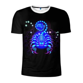 Мужская футболка 3D спортивная с принтом Скорпион в Кировске, 100% полиэстер с улучшенными характеристиками | приталенный силуэт, круглая горловина, широкие плечи, сужается к линии бедра | scorpius | арт | астрономия | другие | звезды | знак зодиака | космос | неоновые | прикольные | скорпион | яркие