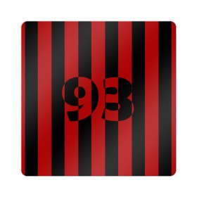 Магнит виниловый Квадрат с принтом Номер 93 в Кировске, полимерный материал с магнитным слоем | размер 9*9 см, закругленные углы | 93 | зож | крутой | модный | номер | полосатый | полоски | спорт | спортивный | футбол | хоккей
