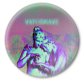 Значок с принтом Vaporwave статуя в Кировске,  металл | круглая форма, металлическая застежка в виде булавки | Тематика изображения на принте: 2к17 | iwkyasap | vaporwave | мода | музыка vaporwave | статуя | стиль | хайп