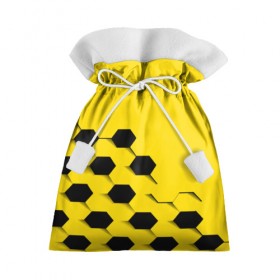Подарочный 3D мешок с принтом Футбольные текстуры в Кировске, 100% полиэстер | Размер: 29*39 см | желтый | соты