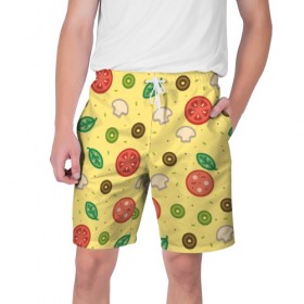 Мужские шорты 3D с принтом Pizza в Кировске,  полиэстер 100% | прямой крой, два кармана без застежек по бокам. Мягкая трикотажная резинка на поясе, внутри которой широкие завязки. Длина чуть выше колен | hipster | pizza | swag | еда | пицца | свэг | хипстер