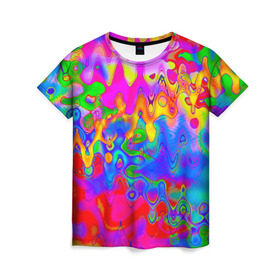 Женская футболка 3D с принтом Разноцвет в Кировске, 100% полиэфир ( синтетическое хлопкоподобное полотно) | прямой крой, круглый вырез горловины, длина до линии бедер | 