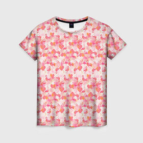 Женская футболка 3D с принтом Розовый фламинго в Кировске, 100% полиэфир ( синтетическое хлопкоподобное полотно) | прямой крой, круглый вырез горловины, длина до линии бедер | камуфляж | паттерн | птицы | розовый