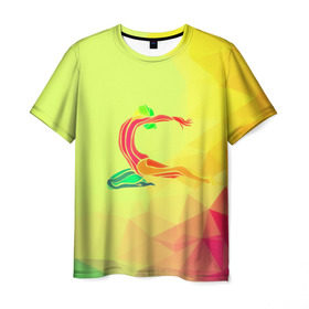 Мужская футболка 3D с принтом Гимнастика в Кировске, 100% полиэфир | прямой крой, круглый вырез горловины, длина до линии бедер | 3d | абстракция | арт | гимнастика | другие | полигоны | прикольные | спорт | цветные | яркие