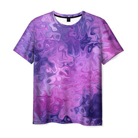 Мужская футболка 3D с принтом Фиолетовый узор 2 в Кировске, 100% полиэфир | прямой крой, круглый вырез горловины, длина до линии бедер | 