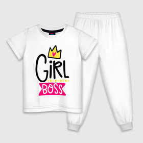 Детская пижама хлопок с принтом Girl Boss в Кировске, 100% хлопок |  брюки и футболка прямого кроя, без карманов, на брюках мягкая резинка на поясе и по низу штанин
 | Тематика изображения на принте: девочка | девчачья