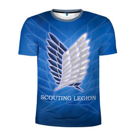 Мужская футболка 3D спортивная с принтом Scouting Legion в Кировске, 100% полиэстер с улучшенными характеристиками | приталенный силуэт, круглая горловина, широкие плечи, сужается к линии бедра | attack on titan | wings | атака титанов | крылья свободы