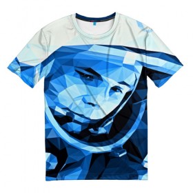 Мужская футболка 3D с принтом Гагарин в Кировске, 100% полиэфир | прямой крой, круглый вырез горловины, длина до линии бедер | 3d | арт | гагарин | другие | космонавт | космонавтики | космос | полигоны | прикольные | текстуры | яркие