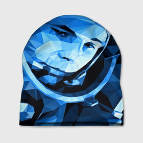 Шапка 3D с принтом Гагарин в Кировске, 100% полиэстер | универсальный размер, печать по всей поверхности изделия | 3d | арт | гагарин | другие | космонавт | космонавтики | космос | полигоны | прикольные | текстуры | яркие