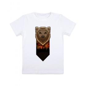 Детская футболка хлопок с принтом Космический медведь в Кировске, 100% хлопок | круглый вырез горловины, полуприлегающий силуэт, длина до линии бедер | Тематика изображения на принте: 