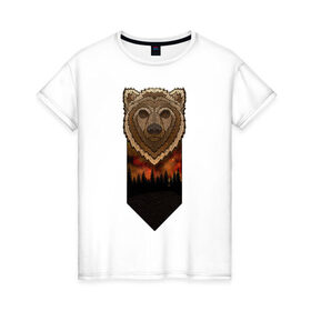 Женская футболка хлопок с принтом Космический медведь в Кировске, 100% хлопок | прямой крой, круглый вырез горловины, длина до линии бедер, слегка спущенное плечо | 