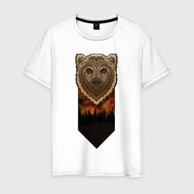 Мужская футболка хлопок с принтом Космический медведь в Кировске, 100% хлопок | прямой крой, круглый вырез горловины, длина до линии бедер, слегка спущенное плечо. | Тематика изображения на принте: 