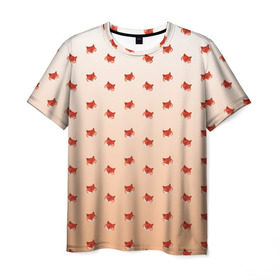 Мужская футболка 3D с принтом лисица паттерн low poly в Кировске, 100% полиэфир | прямой крой, круглый вырез горловины, длина до линии бедер | low poly | pattern | запечатка | звери | лес | лиса | лисица | лисичка | оранжевый | паттерн