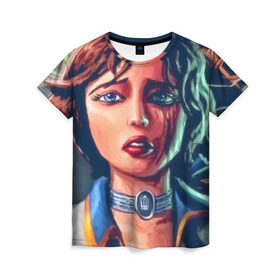 Женская футболка 3D с принтом BioShock Infinite в Кировске, 100% полиэфир ( синтетическое хлопкоподобное полотно) | прямой крой, круглый вырез горловины, длина до линии бедер | elizabeth | биошок | элизабет