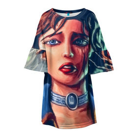 Детское платье 3D с принтом BioShock Infinite в Кировске, 100% полиэстер | прямой силуэт, чуть расширенный к низу. Круглая горловина, на рукавах — воланы | Тематика изображения на принте: elizabeth | биошок | элизабет