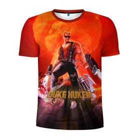 Мужская футболка 3D спортивная с принтом Duke Nukem в Кировске, 100% полиэстер с улучшенными характеристиками | приталенный силуэт, круглая горловина, широкие плечи, сужается к линии бедра | брутальный | взрыв | дюк нюмем | мужик | огонь | радиация | ядерный