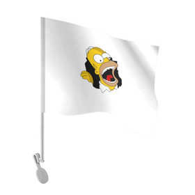 Флаг для автомобиля с принтом The Simpsons в Кировске, 100% полиэстер | Размер: 30*21 см | гомер | крик | симпсоны | спрингфилд