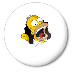 Значок с принтом The Simpsons в Кировске,  металл | круглая форма, металлическая застежка в виде булавки | гомер | крик | симпсоны | спрингфилд