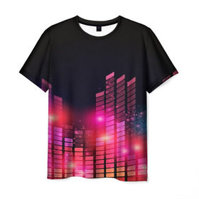 Мужская футболка 3D с принтом Equalizer light в Кировске, 100% полиэфир | прямой крой, круглый вырез горловины, длина до линии бедер | color | colour | glim | glow | light | lights | shine | world