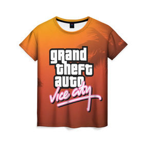 Женская футболка 3D с принтом GTA в Кировске, 100% полиэфир ( синтетическое хлопкоподобное полотно) | прямой крой, круглый вырез горловины, длина до линии бедер | grand theft auto | gta | vice city | вайс сити | гта