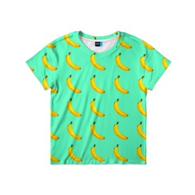 Детская футболка 3D с принтом Banana в Кировске, 100% гипоаллергенный полиэфир | прямой крой, круглый вырез горловины, длина до линии бедер, чуть спущенное плечо, ткань немного тянется | banana | fruits | vegan | vegetables | vegetarian | банан | веган | вегетарианство | еда | овощи | фрукты