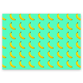 Поздравительная открытка с принтом Banana в Кировске, 100% бумага | плотность бумаги 280 г/м2, матовая, на обратной стороне линовка и место для марки
 | banana | fruits | vegan | vegetables | vegetarian | банан | веган | вегетарианство | еда | овощи | фрукты