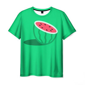 Мужская футболка 3D с принтом Арбуз в Кировске, 100% полиэфир | прямой крой, круглый вырез горловины, длина до линии бедер | fruits | vegan | vegetables | vegetarian | веган | вегетарианство | еда | овощи | фрукты