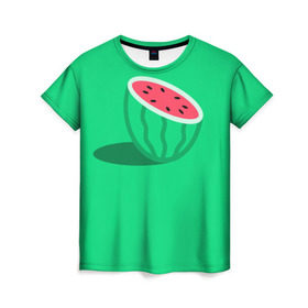 Женская футболка 3D с принтом Арбуз в Кировске, 100% полиэфир ( синтетическое хлопкоподобное полотно) | прямой крой, круглый вырез горловины, длина до линии бедер | fruits | vegan | vegetables | vegetarian | веган | вегетарианство | еда | овощи | фрукты