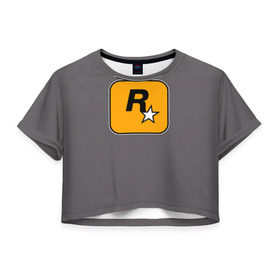 Женская футболка 3D укороченная с принтом Rockstar Games в Кировске, 100% полиэстер | круглая горловина, длина футболки до линии талии, рукава с отворотами | carl johnson | grand theft auto | gta | los santos | sa | san andreas | гта