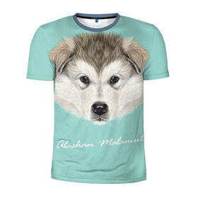 Мужская футболка 3D спортивная с принтом Alaskan Malamute в Кировске, 100% полиэстер с улучшенными характеристиками | приталенный силуэт, круглая горловина, широкие плечи, сужается к линии бедра | alaskan malamute | dog | puppy | маламут | собака | хаски | щенок