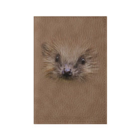 Обложка для паспорта матовая кожа с принтом Ёжик в Кировске, натуральная матовая кожа | размер 19,3 х 13,7 см; прозрачные пластиковые крепления | голова | еж | ежик | животные | мордочка | природа