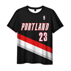Мужская футболка 3D с принтом Форма Portland Trail Blazers чёрная в Кировске, 100% полиэфир | прямой крой, круглый вырез горловины, длина до линии бедер | nba