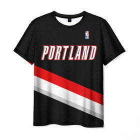 Мужская футболка 3D с принтом Форма Portland Trail Blazers чёрная в Кировске, 100% полиэфир | прямой крой, круглый вырез горловины, длина до линии бедер | nba