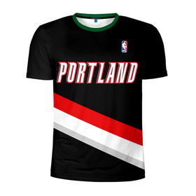 Мужская футболка 3D спортивная с принтом Форма Portland Trail Blazers чёрная в Кировске, 100% полиэстер с улучшенными характеристиками | приталенный силуэт, круглая горловина, широкие плечи, сужается к линии бедра | nba