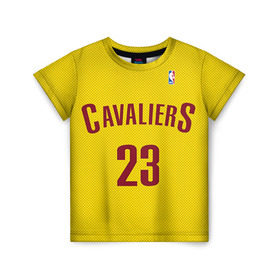 Детская футболка 3D с принтом Форма Cavaliers Cleveland жёлтая в Кировске, 100% гипоаллергенный полиэфир | прямой крой, круглый вырез горловины, длина до линии бедер, чуть спущенное плечо, ткань немного тянется | nba