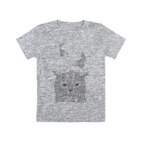 Детская футболка хлопок с принтом Мечтатель в Кировске, 100% хлопок | круглый вырез горловины, полуприлегающий силуэт, длина до линии бедер | воздушный | дзенарт | кот | мечта | принт | раскраска | рыба | рыбки | черно белый