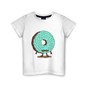 Детская футболка хлопок с принтом мужской пончик в Кировске, 100% хлопок | круглый вырез горловины, полуприлегающий силуэт, длина до линии бедер | Тематика изображения на принте: donuts | пончик
