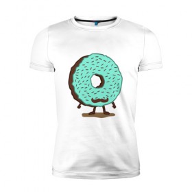 Мужская футболка премиум с принтом мужской пончик в Кировске, 92% хлопок, 8% лайкра | приталенный силуэт, круглый вырез ворота, длина до линии бедра, короткий рукав | donuts | пончик