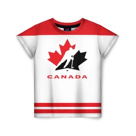 Детская футболка 3D с принтом TEAM CANADA в Кировске, 100% гипоаллергенный полиэфир | прямой крой, круглый вырез горловины, длина до линии бедер, чуть спущенное плечо, ткань немного тянется | 2017 | canada | team | teamcanada | канада | мира | россия | хоккей | чемпионат | чм2017