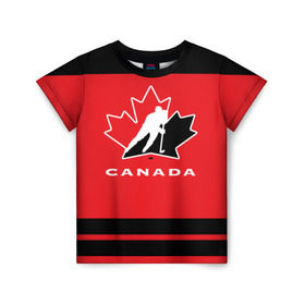 Детская футболка 3D с принтом TEAM CANADA в Кировске, 100% гипоаллергенный полиэфир | прямой крой, круглый вырез горловины, длина до линии бедер, чуть спущенное плечо, ткань немного тянется | 2017 | canada | hochey | team | teamcanada | канада | мира | россия | хоккей | чемпионат | чм2017