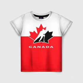 Детская футболка 3D с принтом TEAM CANADA в Кировске, 100% гипоаллергенный полиэфир | прямой крой, круглый вырез горловины, длина до линии бедер, чуть спущенное плечо, ткань немного тянется | 2017 | canada | hochey | team | teamcanada | канада | мира | россия | хоккей | чемпионат | чм2017