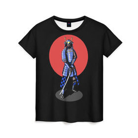 Женская футболка 3D с принтом Самурай, японское солнце в Кировске, 100% полиэфир ( синтетическое хлопкоподобное полотно) | прямой крой, круглый вырез горловины, длина до линии бедер | азия | воин | катана | меч | сегун | сэнсэй | харакири | честь | японец | япония